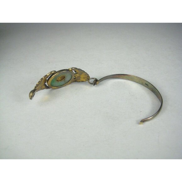 Antique Enamel Cloisonné Jade Bracelet Chinese Export Silver Enamel Bats Symbols - Picture 14 of 14